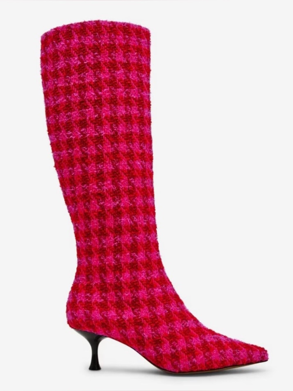 Betsey Johnson “Maxxine” Tweed Boots - Fuschia - Size 5 - NWT in box
